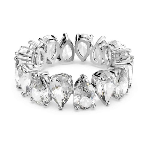 Anel Vittore Pear, branco, banhado a ródio