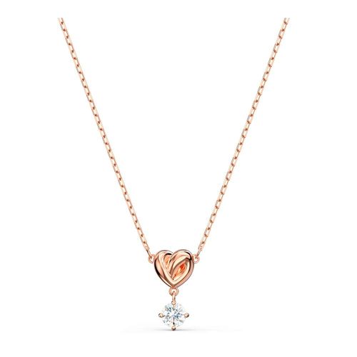 Pingente Lifelong Heart, Branco, Revestido em Tom de Ouro Rosa