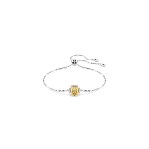Pulseira Birthstone, Lapidação quadrada, Novembro, Amarelo, Revestido em ródio