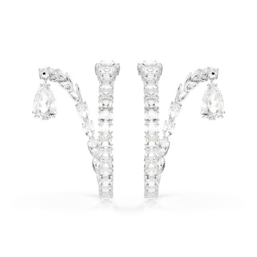 Brincos argola Matrix, Combinação de lapidações, Brancos, Revestido em ródio