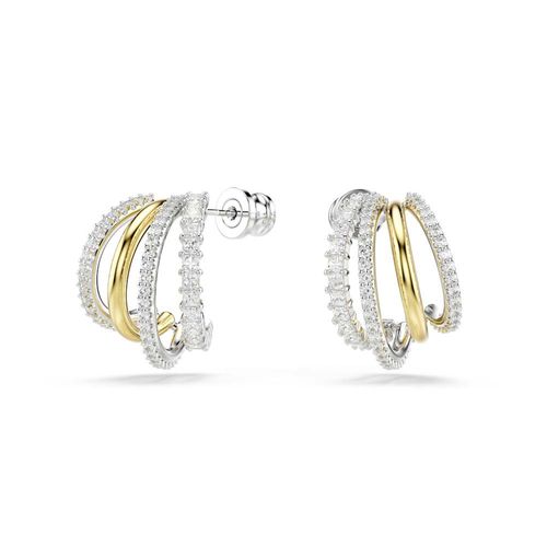 Brincos argola Hyperbola, Combinação de lapidações, Mini, Brancos, Acabamento de combinação de metais