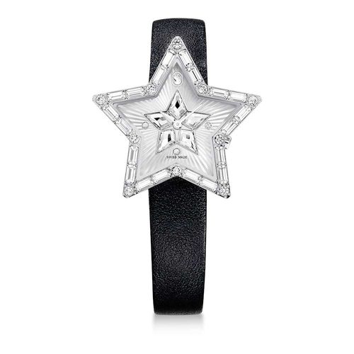 Relógio Symbolica Star, Fabricação suíça, Estrela, Pulseira de couro, Branco, Aço inoxidável