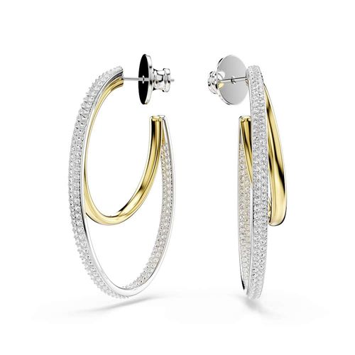 Brincos argola Hyperbola, Lapidação redonda, Médias, Brancos, Acabamento de combinação de metais