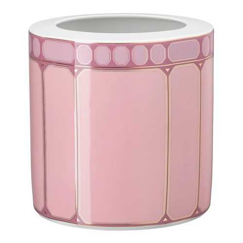 Vaso Signum, Porcelana, Largo, Cor-de-rosa