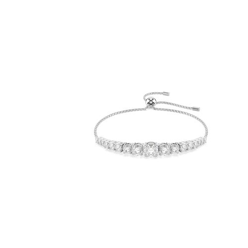 Pulseira Matrix, Degradé de lapidações redondas, Branca, Revestido em ródio