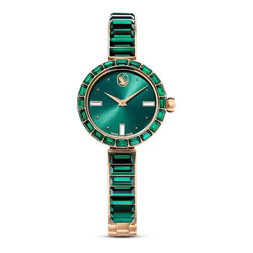 Relógio Matrix Bangle, Fabricação suíça, Bracelete em cristal, Verde, Acabamento em champanhe dourado