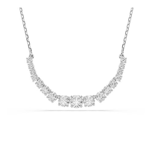 Colar Matrix, Degradé de lapidações redondas, Branco, Revestido em ródio