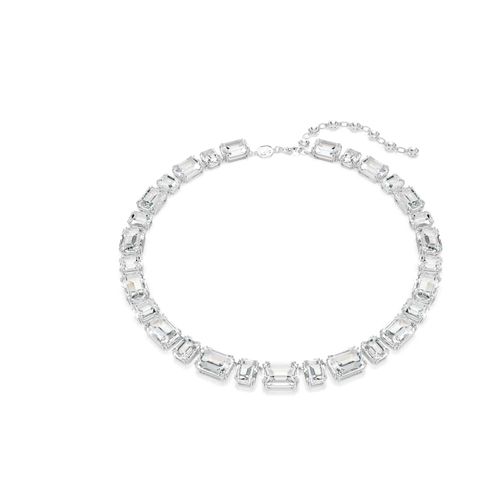 Colar Tennis Millenia, Lapidação octogonal, Branco, Revestido em ródio