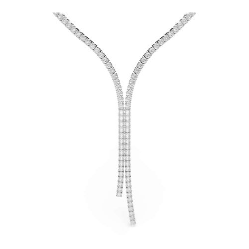 Colar Y Matrix, Lapidação redonda, Branco, Revestido em ródio