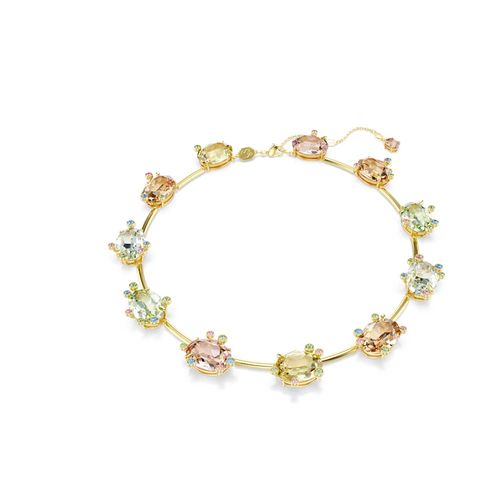 Colar Tennis Gema, Combinação de lapidações, Multicor, Revestido em dourado