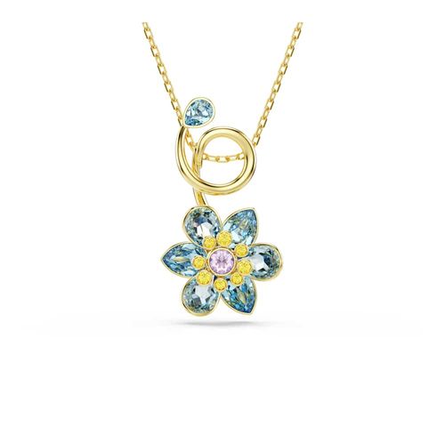Pingente Idyllia, Combinação de lapidações, Flor, Azul, Revestido em dourado