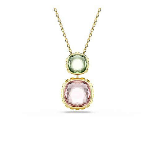 Pingente Chroma, Lapidação cushion, Multicor, Revestido em dourado