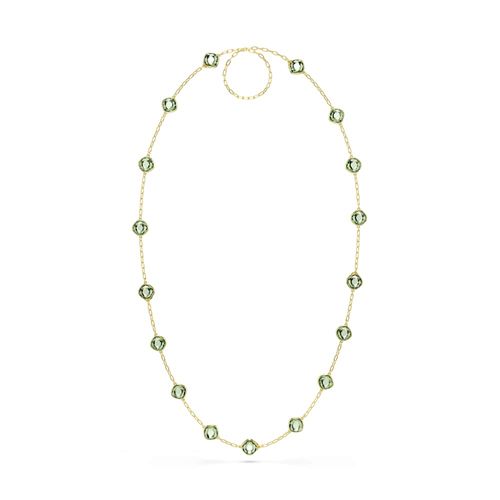 Colar longo Chroma, Lapidação octogonal, Verde, Revestido em dourado