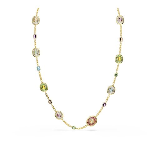 Colar longo Chroma, Lapidação octogonal, Multicor, Revestido em dourado