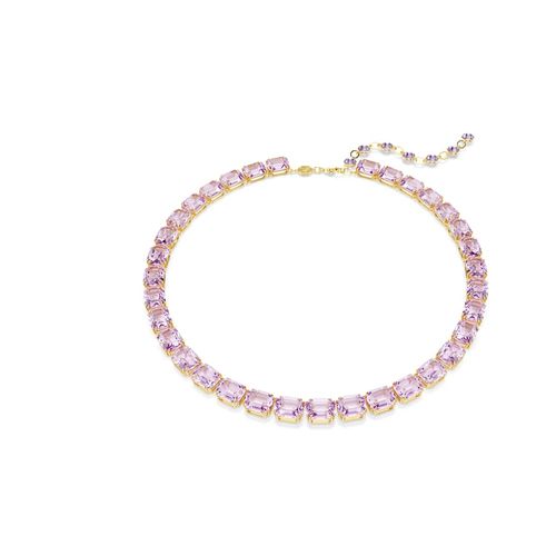 Colar Tennis Millenia, Lapidação octogonal, Roxo, Revestido em dourado