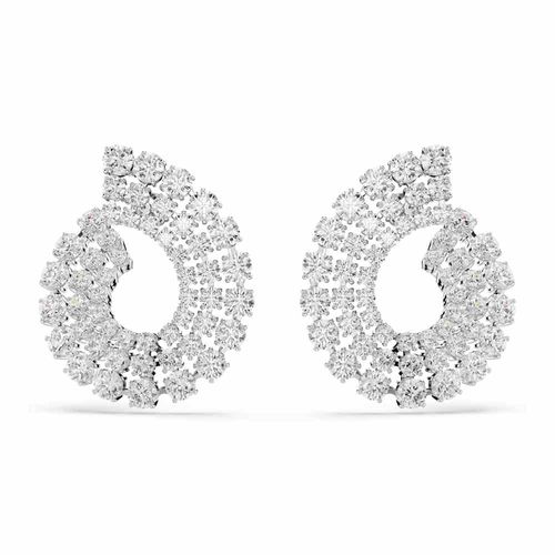 Brincos argola Matrix, Lapidações redondas mistas, Brancos, Revestido em ródio