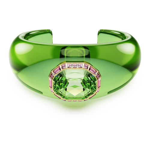 Bracelete Dulcis, Lapidação octogonal, Pavé, Verde, Revestido em dourado