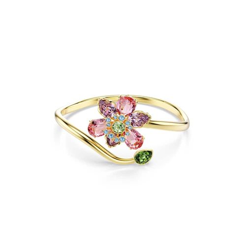 Bracelete Idyllia, Combinação de lapidações, Flor, Multicor, Revestido em dourado