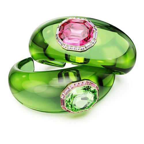 Conjunto Dulcis, Lapidação octogonal, Pavé, Multicor, Revestido em dourado