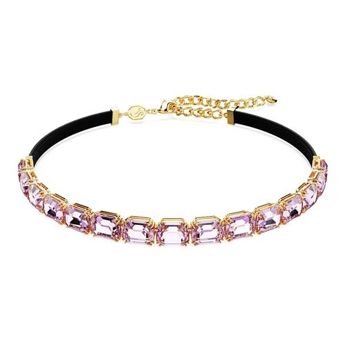 Gargantilha Tennis Millenia, Lapidação octogonal, Roxa, Revestido em dourado