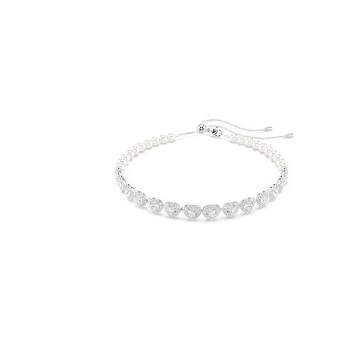 Gargantilha Tennis Ariana Grande x Swarovski, Combinação de lapidações, Coração, Branca, Revestido em ródio