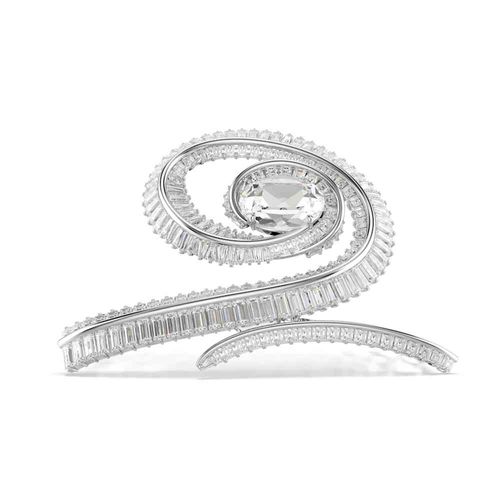 Presilha Ariana Grande x Swarovski, Crystal Pearl, Lapidação Baguete, Branco, Revestido em ródio