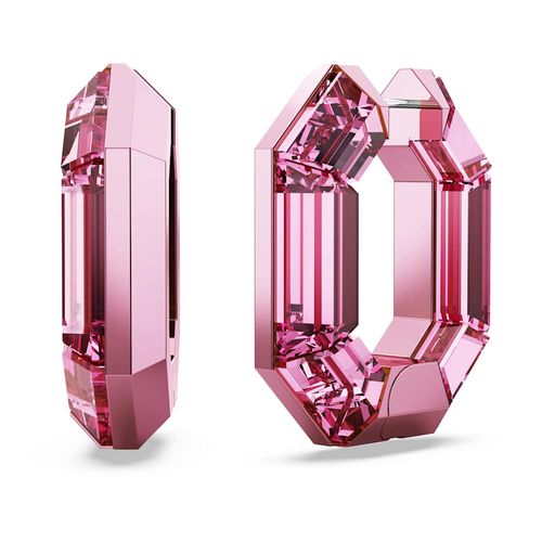 Brincos argola Lucent, Modelo octagonal, Pequenas, Rosa