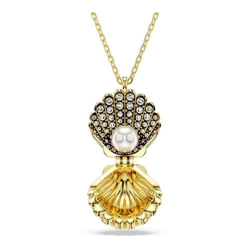 Pingente Idyllia, Crystal Pearl, Concha, Branco, Revestido em dourado