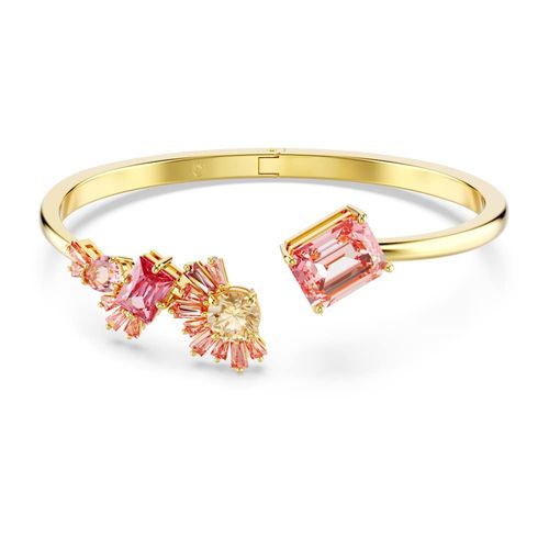 Bracelete Gema, Combinação de lapidações, Rosa, Revestido em dourado