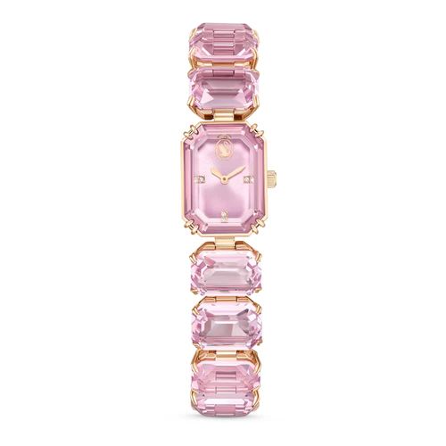 Relógio, Pulseira de corte octagonal, Rosa, Acabamento em rosa dourado