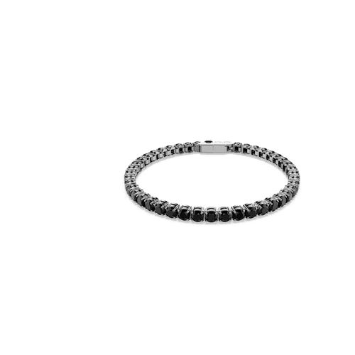 Bracelete Tennis Matrix, Lapidação redonda, Preta, Revestida em ródio