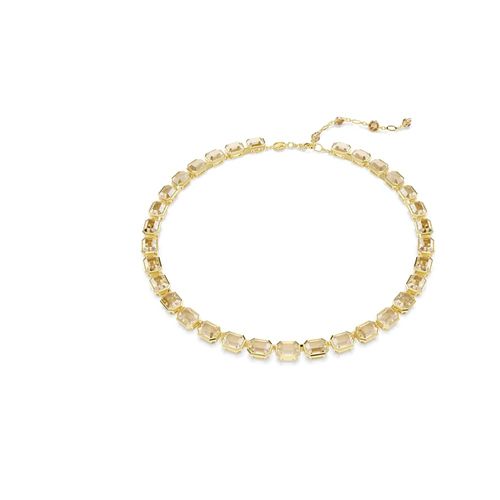 Colar Tennis Millenia, Lapidação octogonal, Amarelo, Revestido em dourado