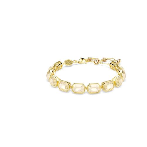 Bracelete Tennis Millenia, Lapidação octogonal, Caramelo, Revestido em dourado