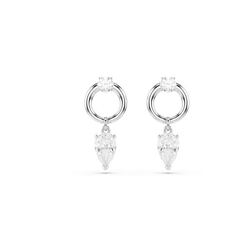 Brincos compridos Mesmera, Combinação de lapidações, Branco, Revestido em ródio