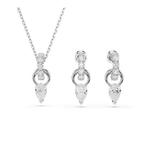 Conjunto Mesmera, Lapidação pera, Lapidação redonda, Branco, Revestido em ródio