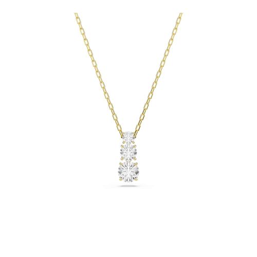 Pingente Stilla Attract, Lapidação redonda, Branco, Revestido em dourado