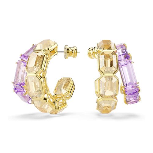 Brincos argola Millenia, Combinação de lapidações, Multicor, Revestido em dourado