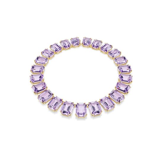 Colar Tennis Millenia, Cristais de grandes dimensões, Lapidação octogonal, Roxo, Revestido em dourado