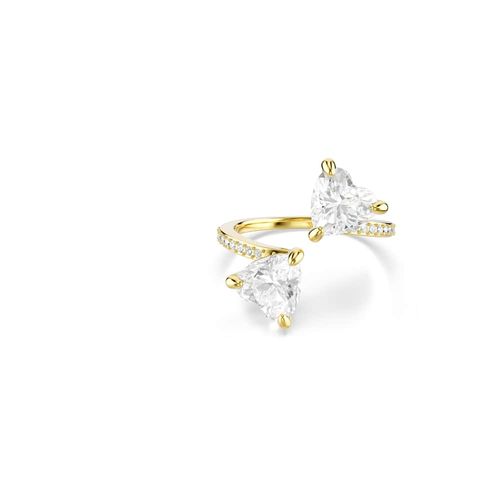 Anel Mesmera Attract, Lapidação Coração, Pavé, Coração, Branco, Revestido em dourado