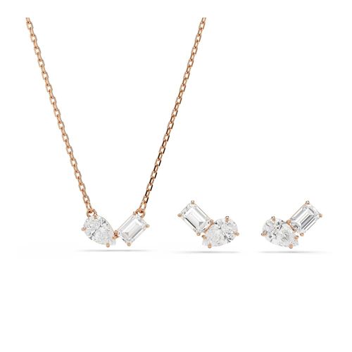 Conjunto Mesmera, Lapidação pera, Lapidação octogonal, Branco, Revestido em rosa dourado