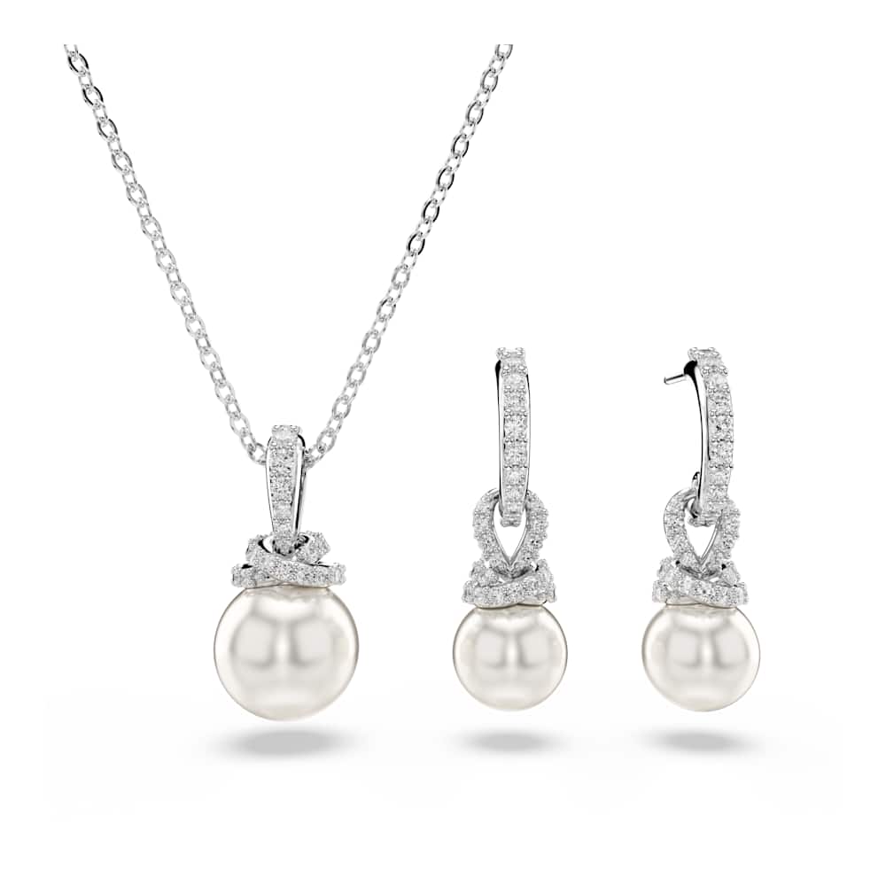 Swarovski　Originally セット Conjunto Originally, Pavé, Crystal Pearl, Branco, Revestido em