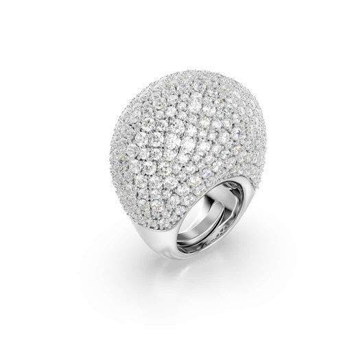 Anel cocktail Sublima, Grande, Branco, Revestido em ródio