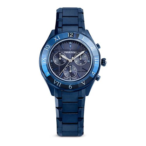 Relógio, 39 mm, Fabricação suíça, Pulseira de metal, Azul, Acabamento em azul