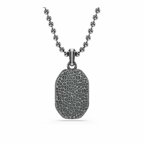 Pingente Dextera Octagon, Modelo octagonal, Lapidação redonda, Preto, Revestida em ródio