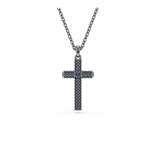 Pingente Insigne, Cruz, Cinzento, Revestida em ródio