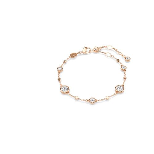 Pulseira Imber, Lapidação redonda, Branca, Revestido em rosa dourado