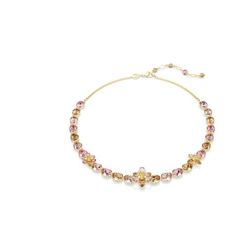 Colar Idyllia, Combinação de lapidações, Flor, Multicor, Revestido em dourado