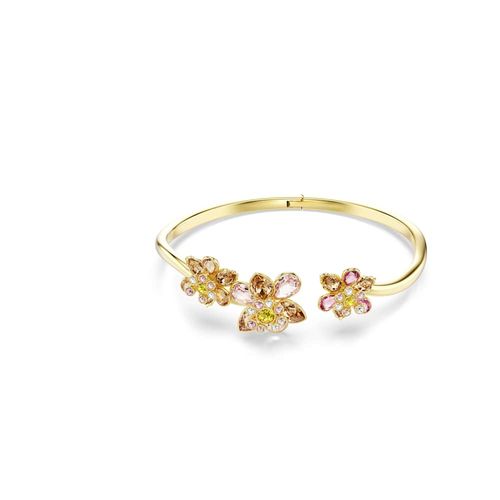 Bracelete Idyllia, Combinação de lapidações, Flor, Multicor, Revestido em dourado