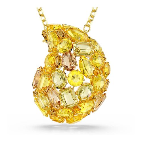 Pingente e pregadeira Gema, Amarelo, Revestido em dourado