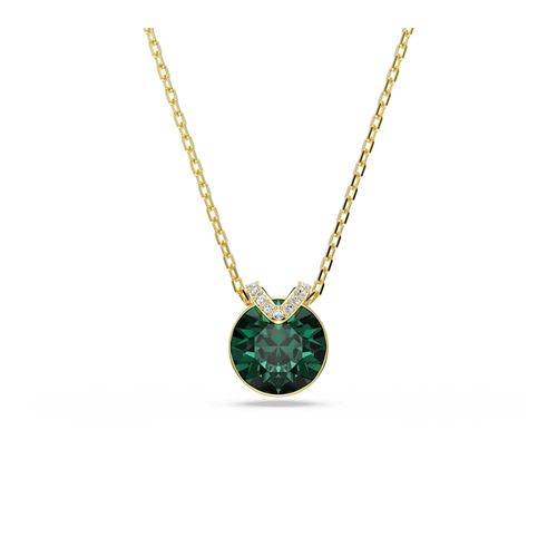 Pingente Bella V, Lapidação redonda, Verde, Revestido em dourado